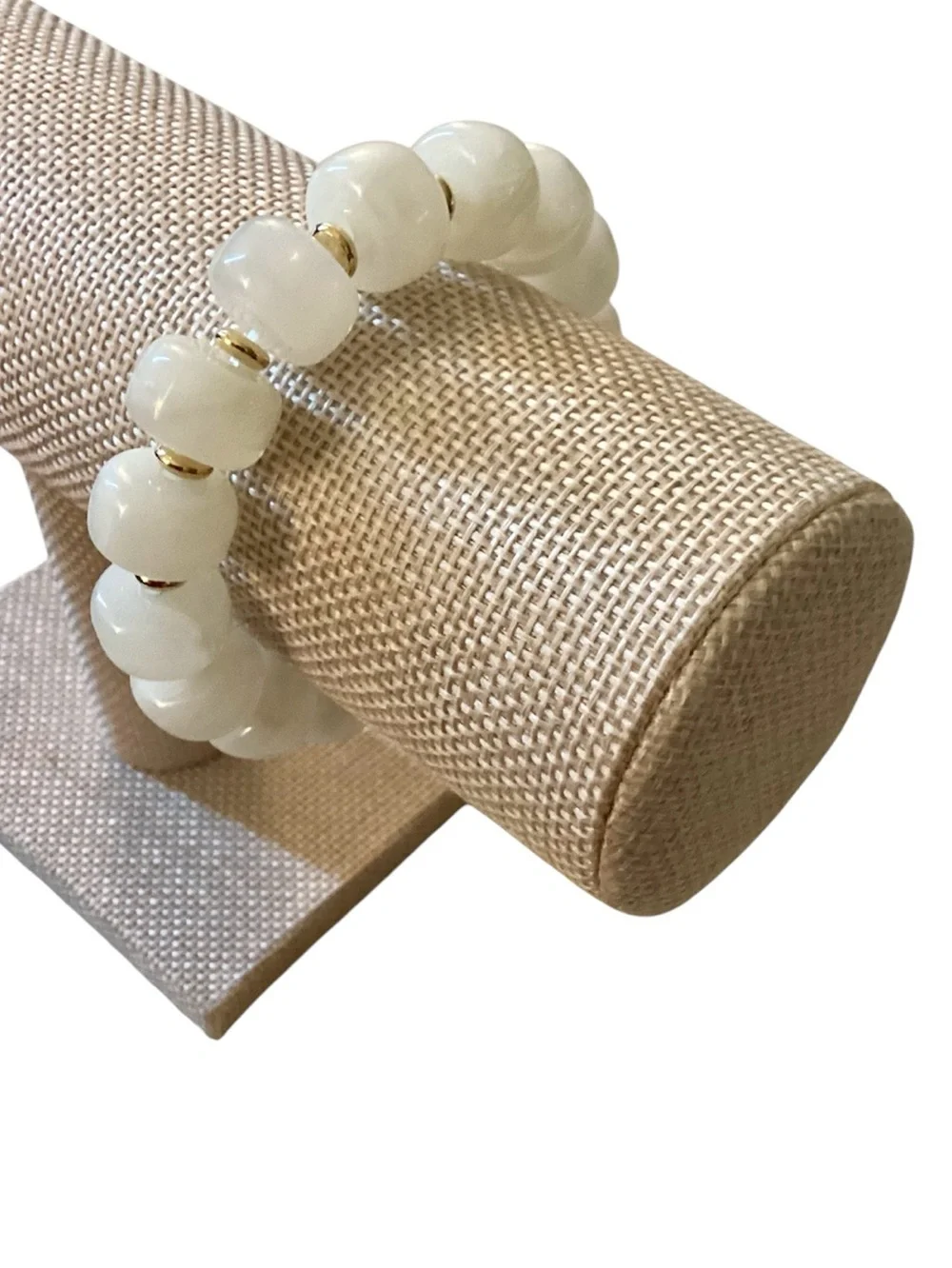 Boho Style Multicolor White/Gold Boho Chunky Beaded Strand Stretch Bracelet-NWT